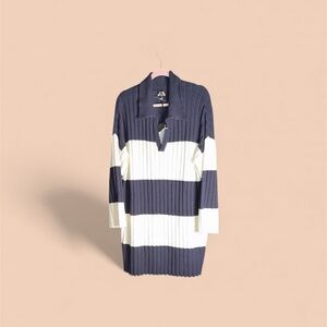 Navy and White Striped Women's Sweater XXL New